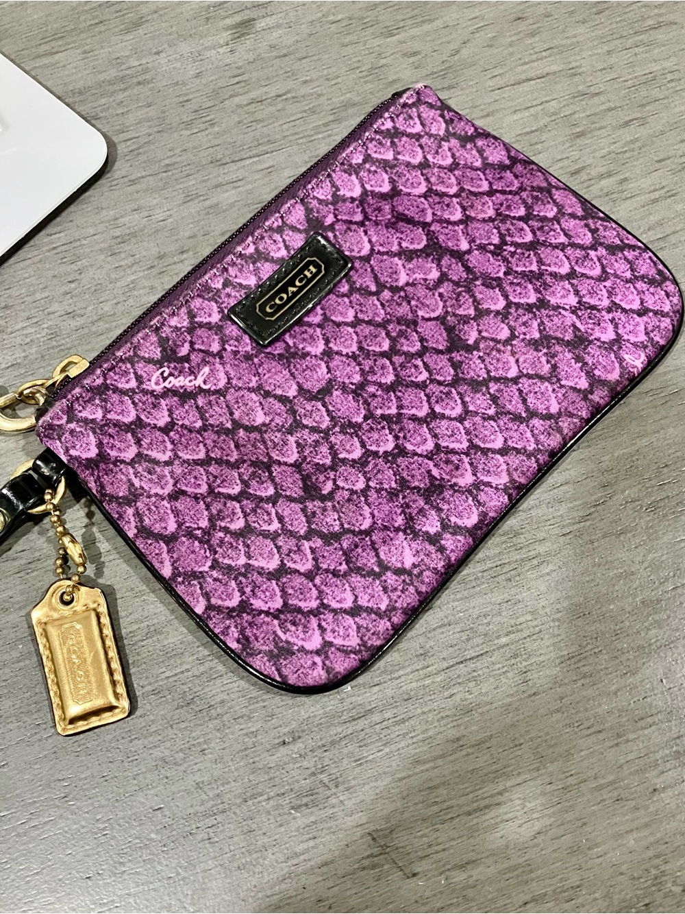 Coach Purple Patterned Wristlet Pouch